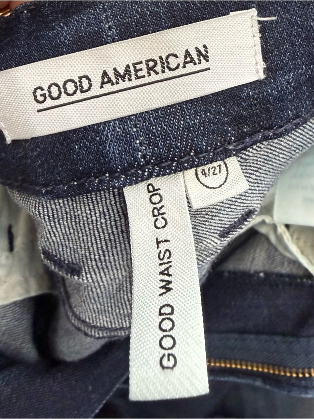 Good American Dark Blue Denim “Good Waist” Crop Jeans size 4/27